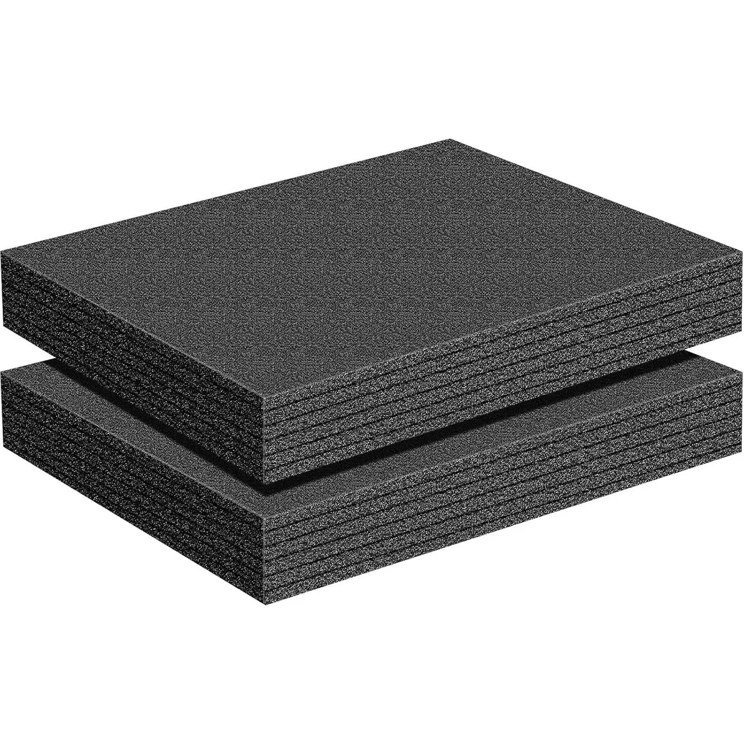 2 Pcs Customizable Polyethylene Foam Sheets 16x12x2" Black Thick Cuttable Foam Padding Inserts for Cases, Polyethylene Block Sheet for Packing Toolbox Storage and Craft Pad