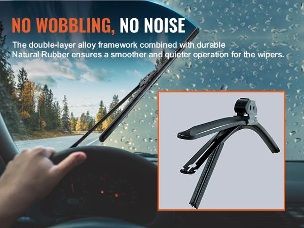 VEVOR 19 Rubber Wiper Blades, 48 cm Universal Replacement Wind Shield Wiper, Low Noise Better Fit, with 4 Different Clips for most Car, Easy Installation