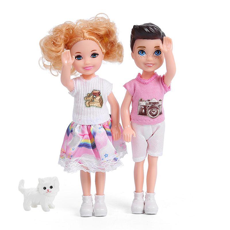Cute 5.5 Inch Couple Doll Set, Seven Pieces Boy Girl Characters, Unisex Fashion Gift, Perfect for Couples and Collectors