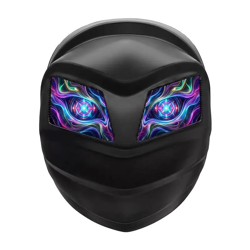 LED Knight Backpack Phantom Eye Knight Solid-Black Style, Smart Wireless Programmable Screen, Hard Shell 15.6" Laptop Backpack with USB, DIY Animation, Cool Motorcycle Riding Gear for Men Biker (Power Bank Not Included)
