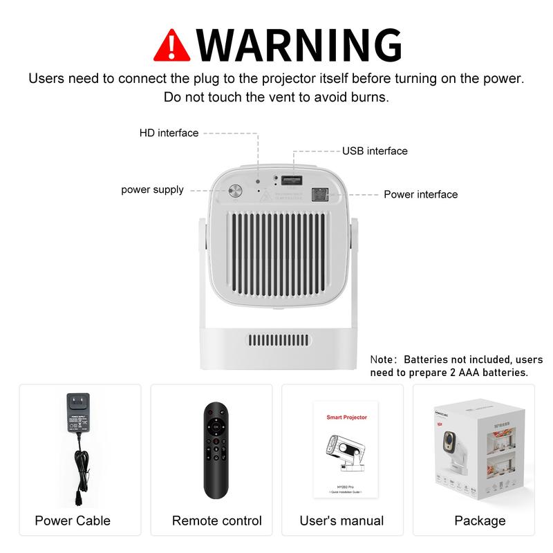 Magcubic Hy310 Smart Projector, Home Theater Projector, Auto Focus, 330 Ansi Lumens, 1080P Native Resolution, Wifi6, Bluetooth-compatible 5.4, 180° Keyston Correction, Home Cinema