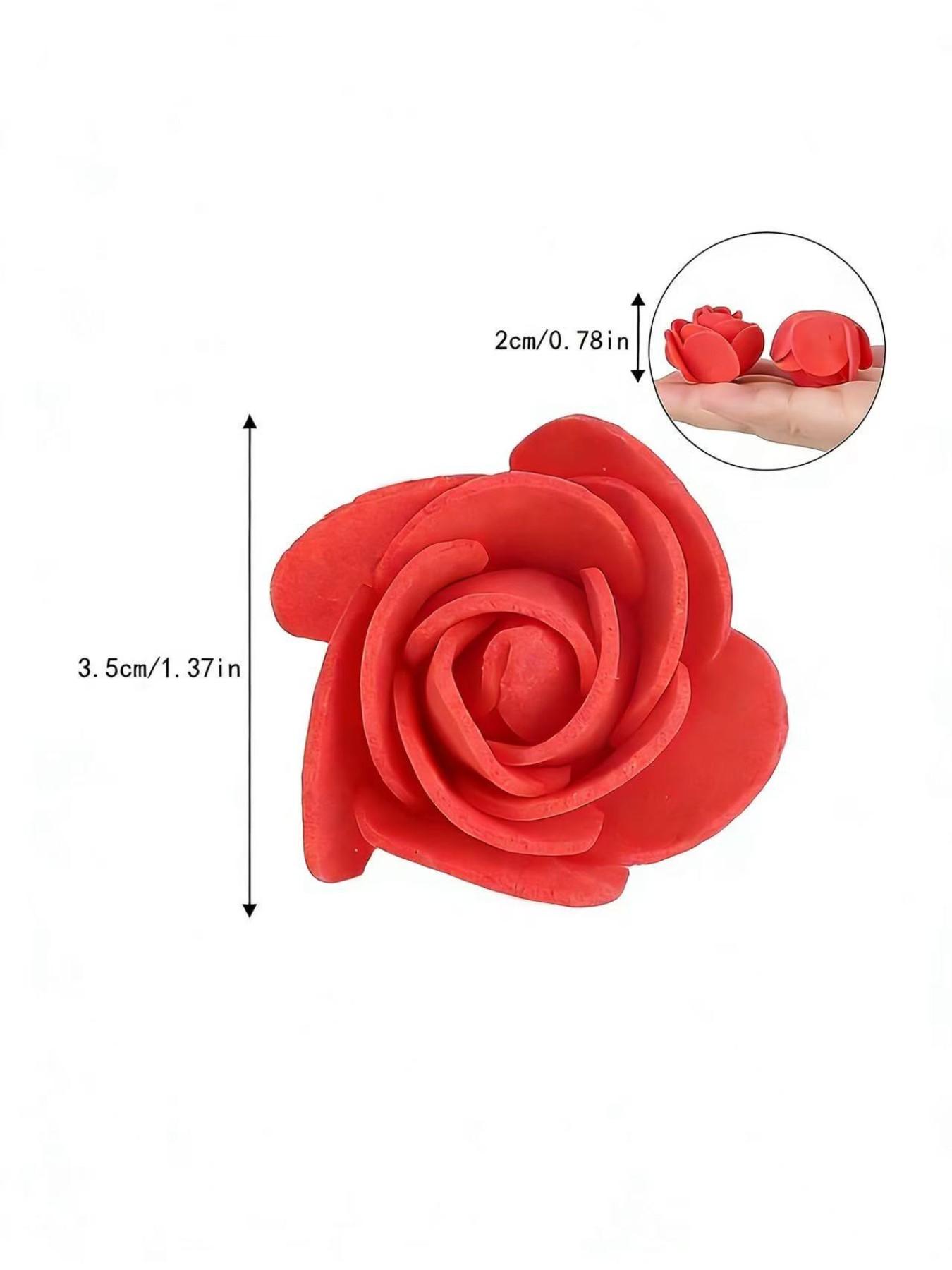 100pcs Pe Rose Foam Flower Heads, Wedding Party Decoration Accessories, Artificial Fake Flowers for Candy Boxes, Realistic Foam Flowers