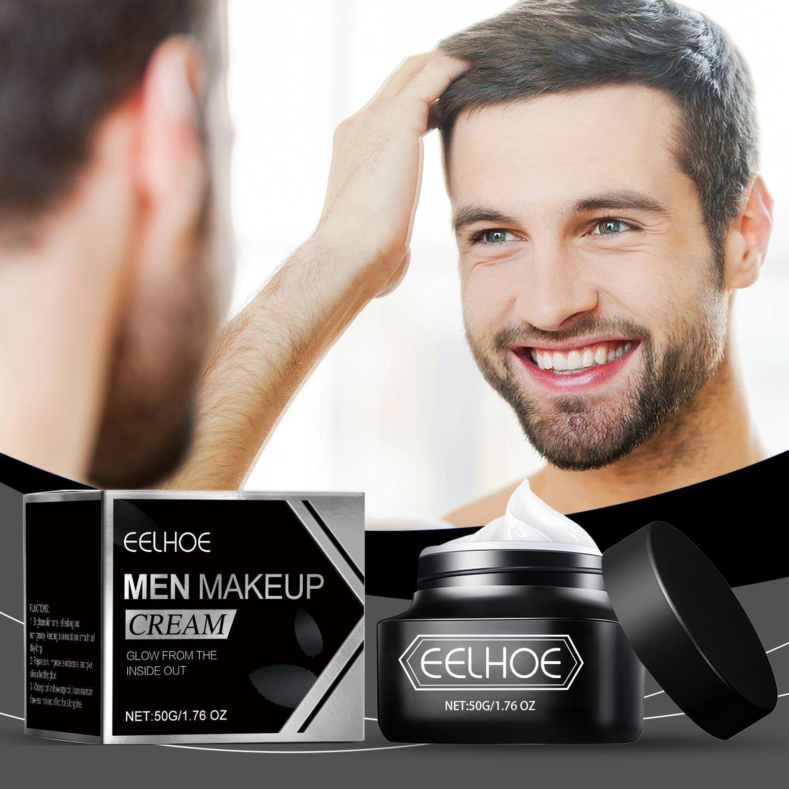EELHOE Men Makeup Cream Even Skin Tone Oil Control Shrink Pores Moisturizing Face Concealer Matte Waterproof Makeup Base Primer
