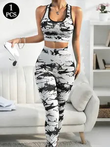 Women's Sportswear Set, High Waist Tummy Control Bralette, Butt Lifting Long Pants, Ideal for Outdoor Activities, Yoga, Parties