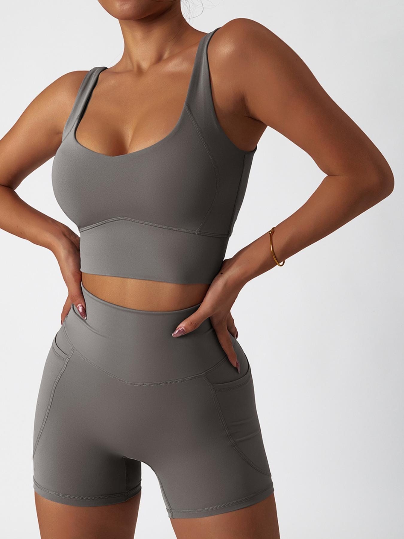 Sporty Women's Solid Color Sports Bra, Breathable Quick Drying High Stretch Sports Lingerie Top, Ladies Sportswear for Indoor Outdoor Wear, Gym Clothes