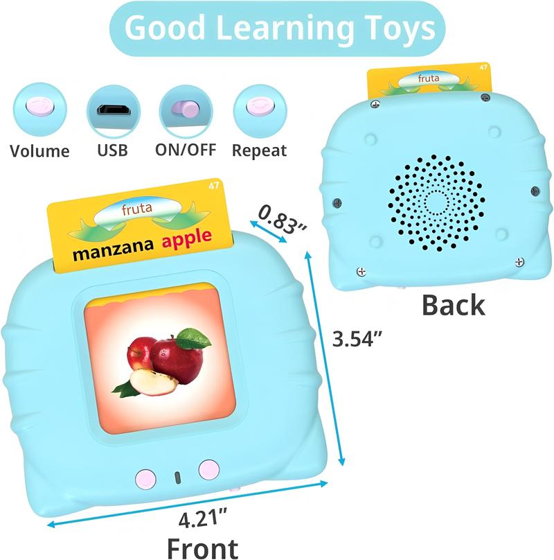 KIDGENIUS Bilingual English & Spanish Talking Flash Cards for Toddlers - 224 Sight Words Interactive Educational Toy for Kids Ages 1-8 - Perfect for Children’s Day & Summer Holidays