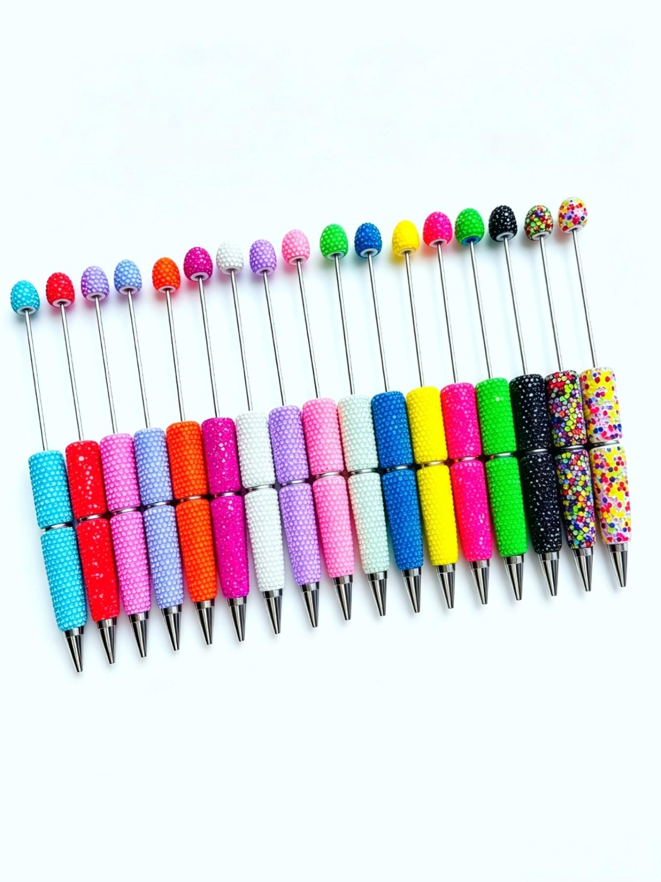 30 Pieces Candy-Colored Rhinestone DIY Jewelry Ballpoint Pens, 10 Extension Rods, Replacement Ink Refills, Aesthetic Stationery Gifts, Beaded Pens, Ballpoint Pen Kit