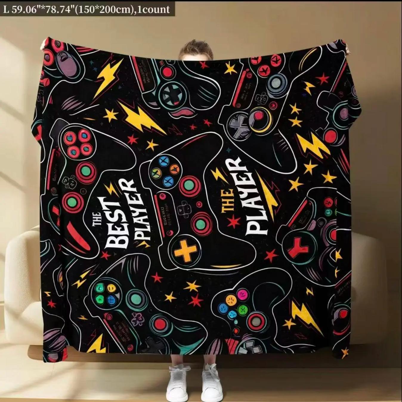 Multicolor Gaming Controller Flannel Blanket Best Player Throw for Gamers Soft Cozy Gamer Blanket for Couch Bed Sofa Bedroom Gaming Room Home Decor Gift for Birthday Christmas Travel
