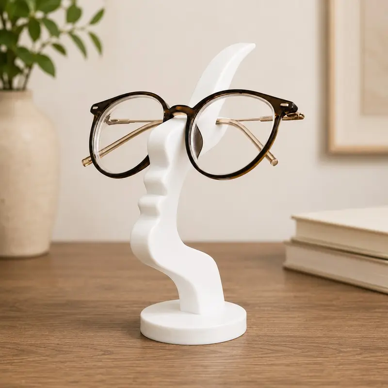 Unique Curved Glasses Holder, Safe Artistic Storage Solution with Minimalist Design, Desktop, Bedside or Home Office Table Decoration, Holiday Gift, Desktop Accessory, Office Desk Accessories