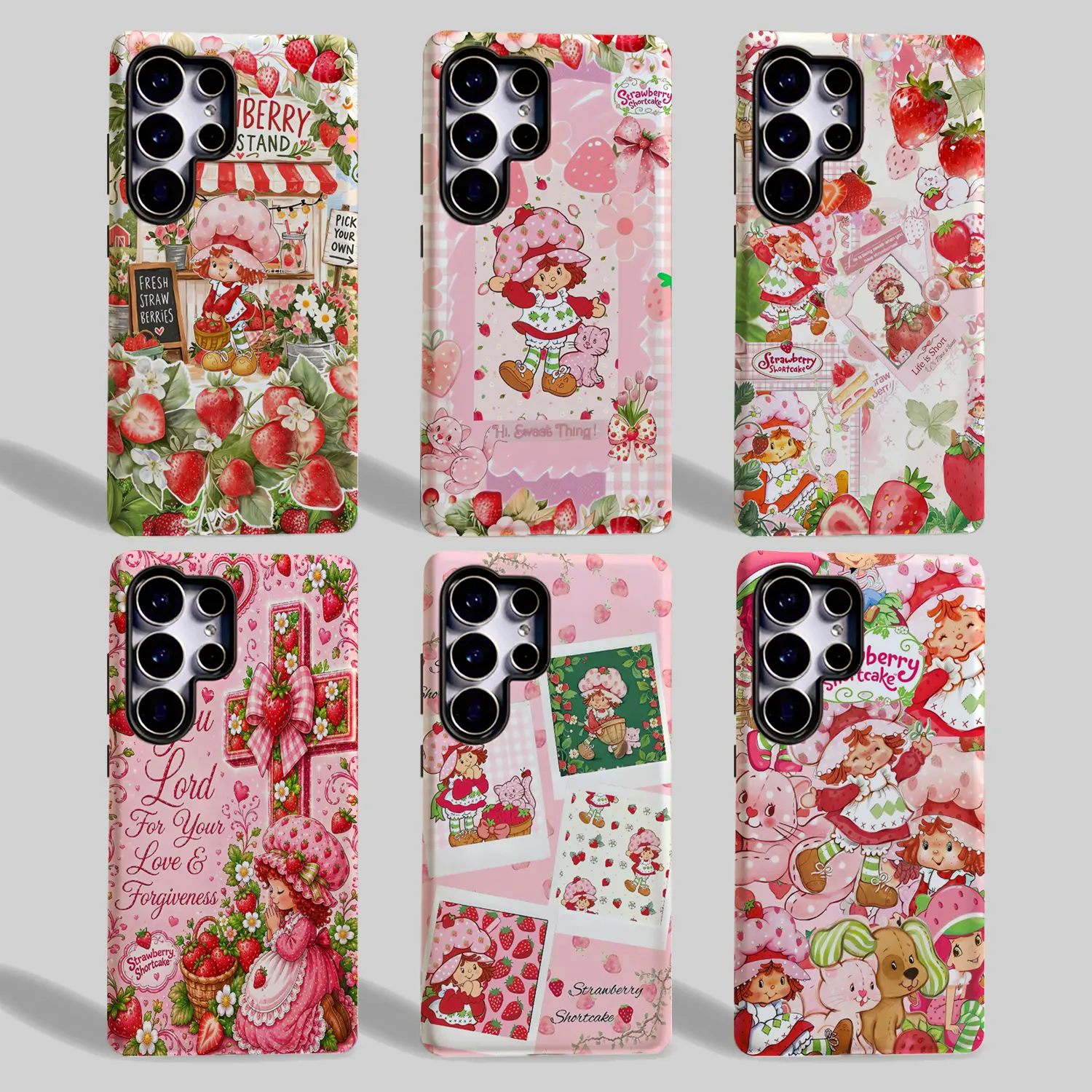 Strawberry Girl Vintage Collage phone case for Samsung GalaxyS26/S25/S24/S23/S22/S21/PLUS/FE/Ultra/NOTE20/A71/A56/A55/A54/A53/A52/A36/A35/A34/A26/A25/A23/A16/A15/A14/A13/A06/A04S,Shockproof Thickened cover Gifts for Strawberry Shortcake fans