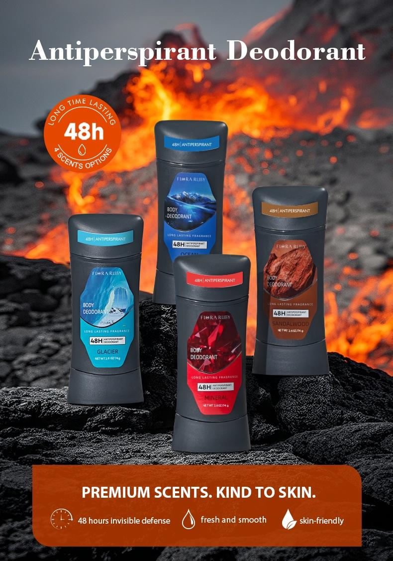 Stop Sweat & Odor for 48 Hours! 4-Pack Deodorant Set (Ocean, Sandalwood & More)