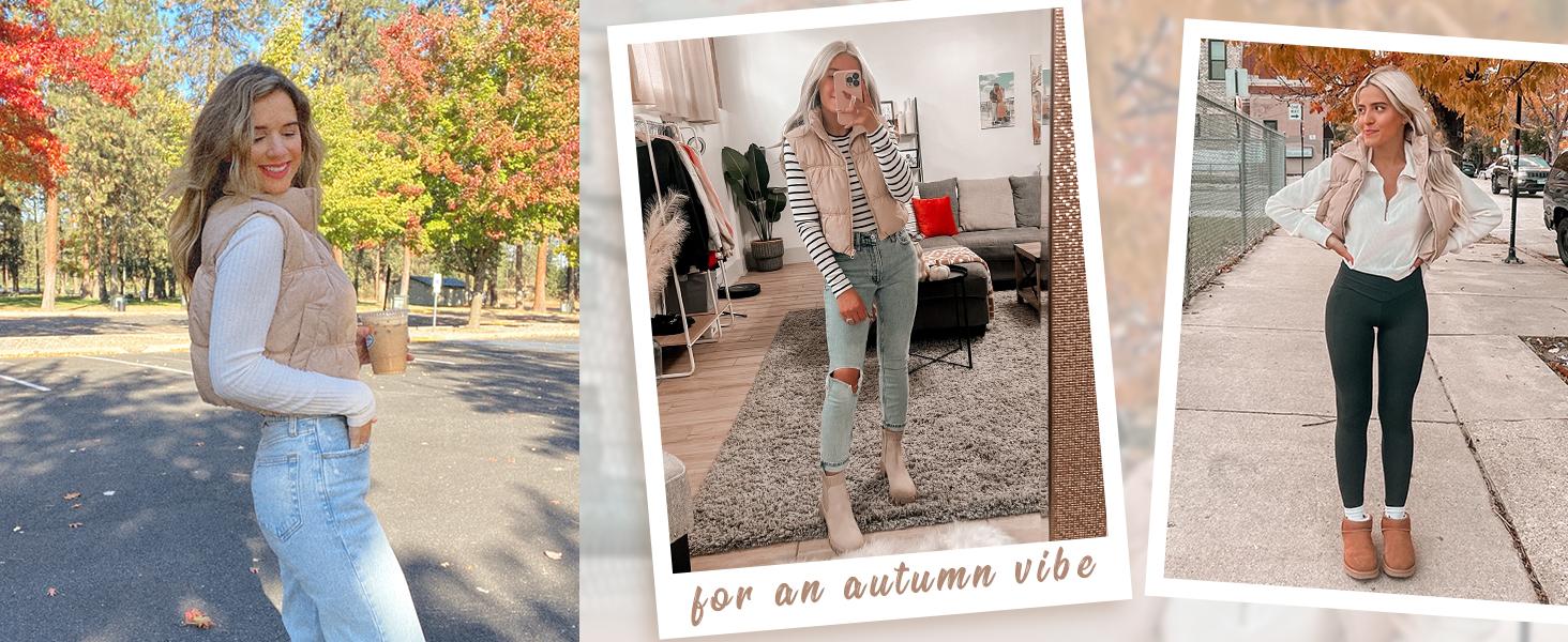 SCUSTY Women's Lightweight Sleeveless Cropped Puffer Vest Zip-Up Stand Collar with Gilet Pockets SCUSTY Women's Lightweight Sleeveless Cropped Puffer Vest Zip-Up Stand Collar with Gilet Pockets