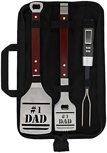 Dad's 4-Piece Barbecue Grill Utensils Set - Barbecue Tong, Spatula, Digital Meat Thermometer, Storage Case, Ideal for Dads as Happy Father's Day, Holidays, Birthdays Gifts Dad's 4-Piece Barbecue Grill Utensils Set - Barbecue Tong, Spatula, Digital Meat Thermometer, Storage Case, Ideal for Dads as Happy Father's Day, Holidays, Birthdays Gifts
