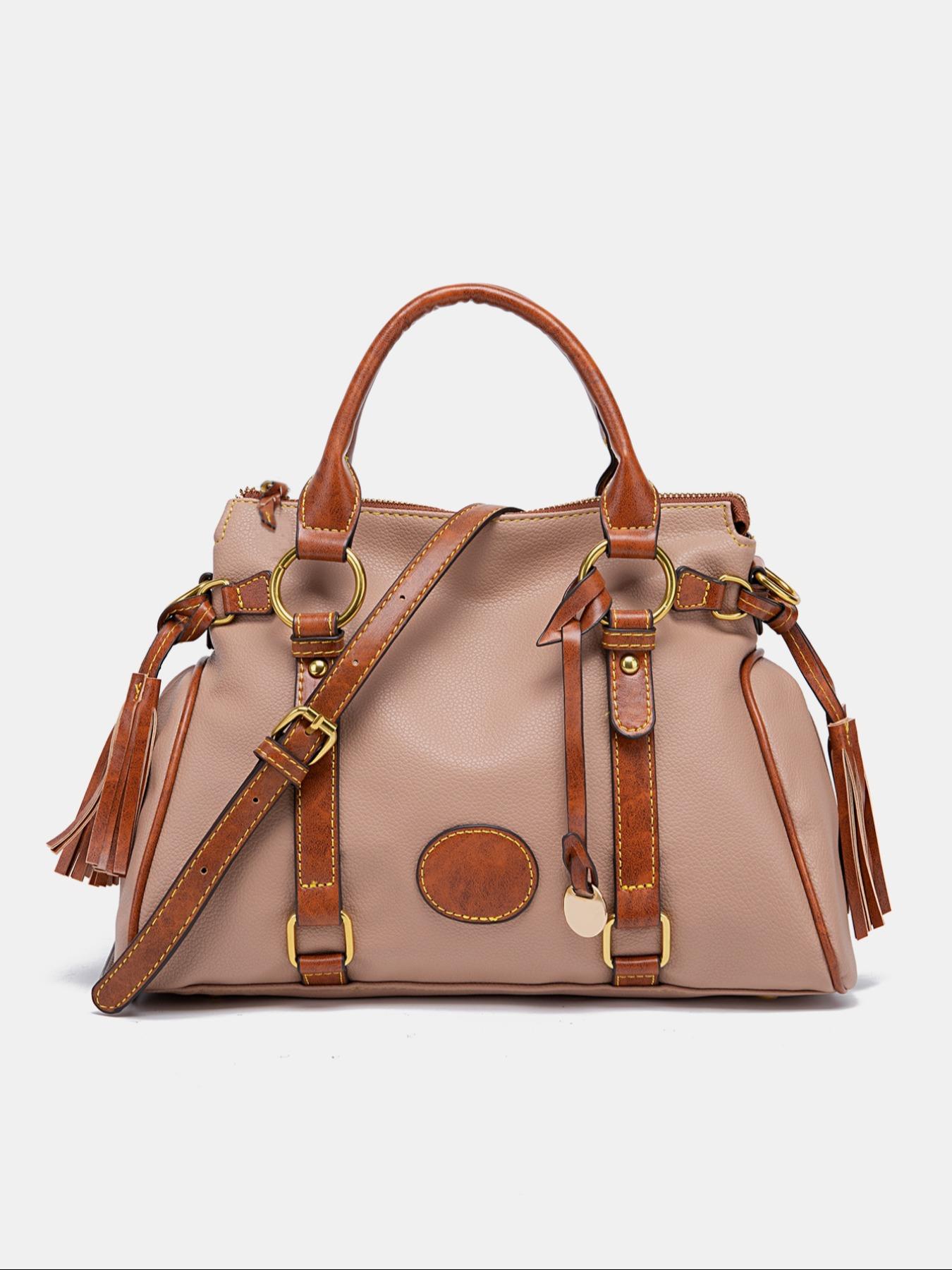 1 Piece Women's Fashionable Simple Color Tote Bag, Crossbody Tote Bag, Fashionable Large Capacity Tote Bag for Women & Men, Retro Bag for Commuters and Students