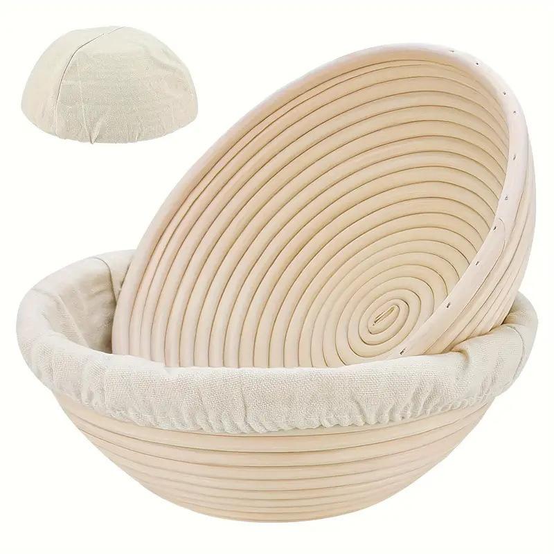 Bread Proofing Baskets Set of 2 10 inch Oval/9 inch Round Shaped Dough Proofing Bowls w/Liners Perfect for Professional & Home Sourdough Bread Baking