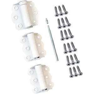 Door Spring Hinges 2-3/4", 1 Set Including 2 PCS Self Closing and 1 PC Adjustable Self Closing Door Hinge, White, Made in Taiwan