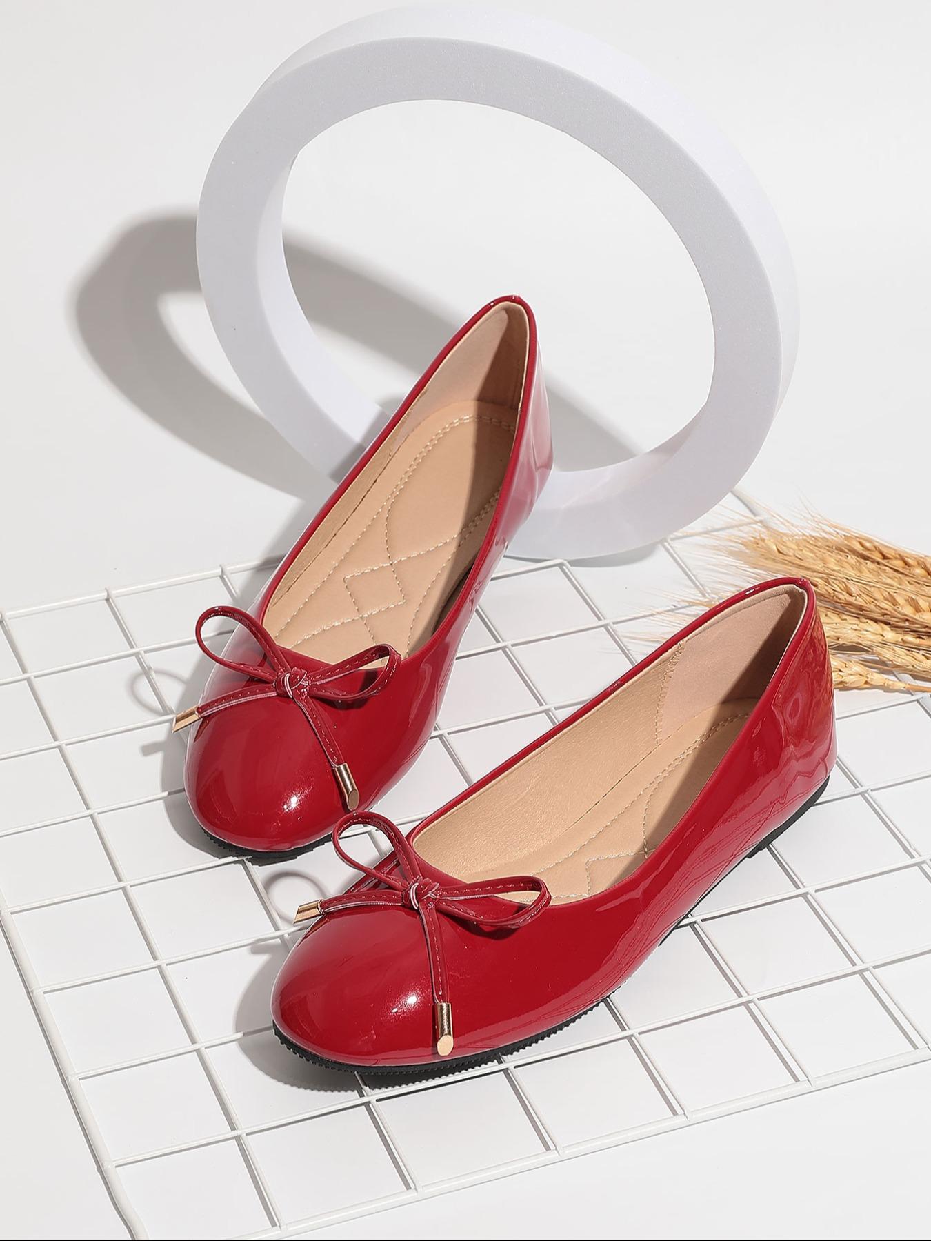 Women's Elegant Solid Color Bowknot Design Mary Jane Shoes, Fashionable Pointed Toe Flat Shoes, Casual Flats for Daily Wear, Lightweight Breathable Comfortable Shoes for Women & Girls, Ballerina Flats