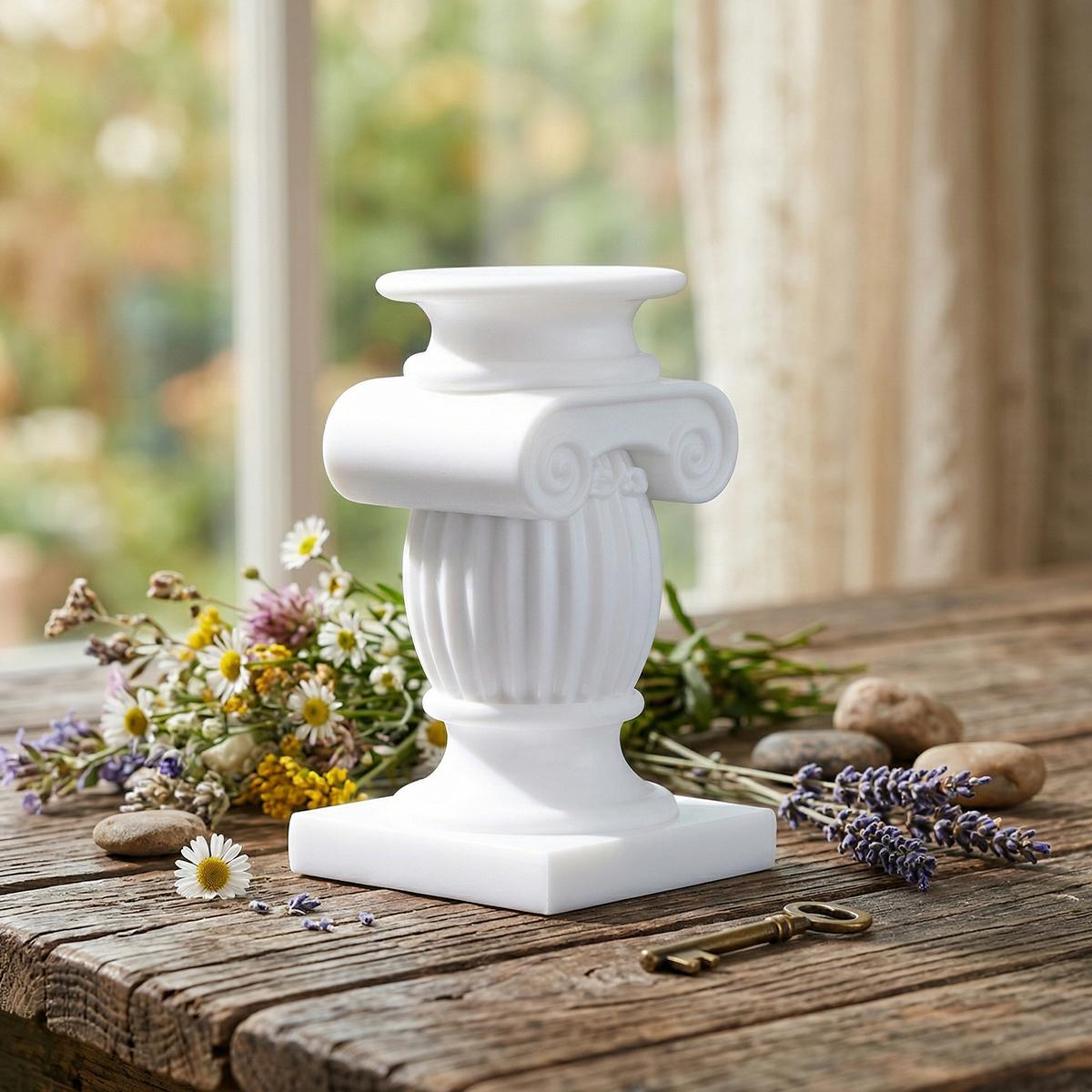 Drum-Shaped Roman Column Sculpture, Church Decor, European Candle Holder, Festival Decoration, Home Desk Ornament, Wedding Decor