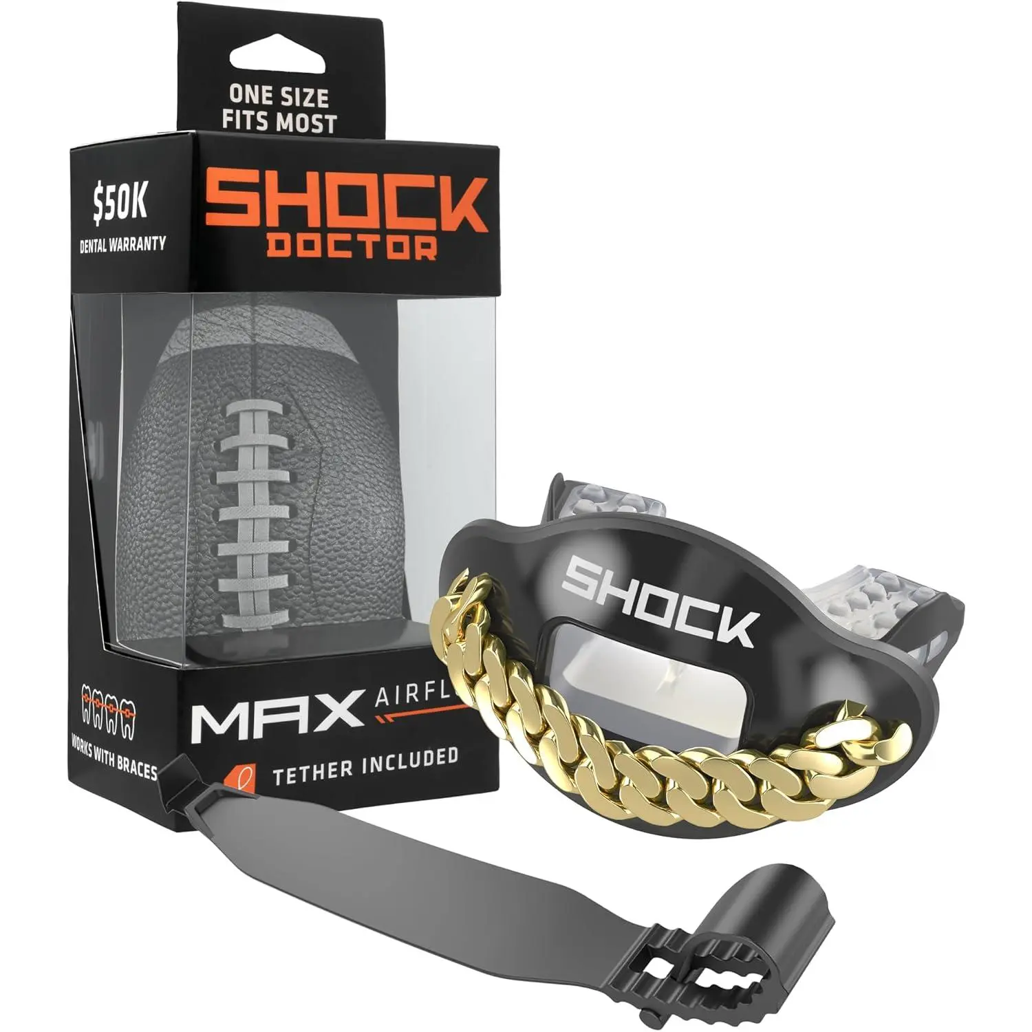 Lip Guard, Adult Youth Mouth Guard Football with Strap, Breathable Wide Opening Football Mouthpiece for Youth Adults OSFA, Mouth Guards, Max Airflow