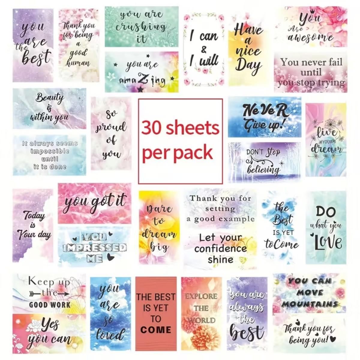 30pcs Inspirational Affirmation Cards with Positive Messages - Colorful Motivational Encouragement Cards, Uplifting Quote Cards for Personal Motivation, Inspirational Gifts for Friends & Family