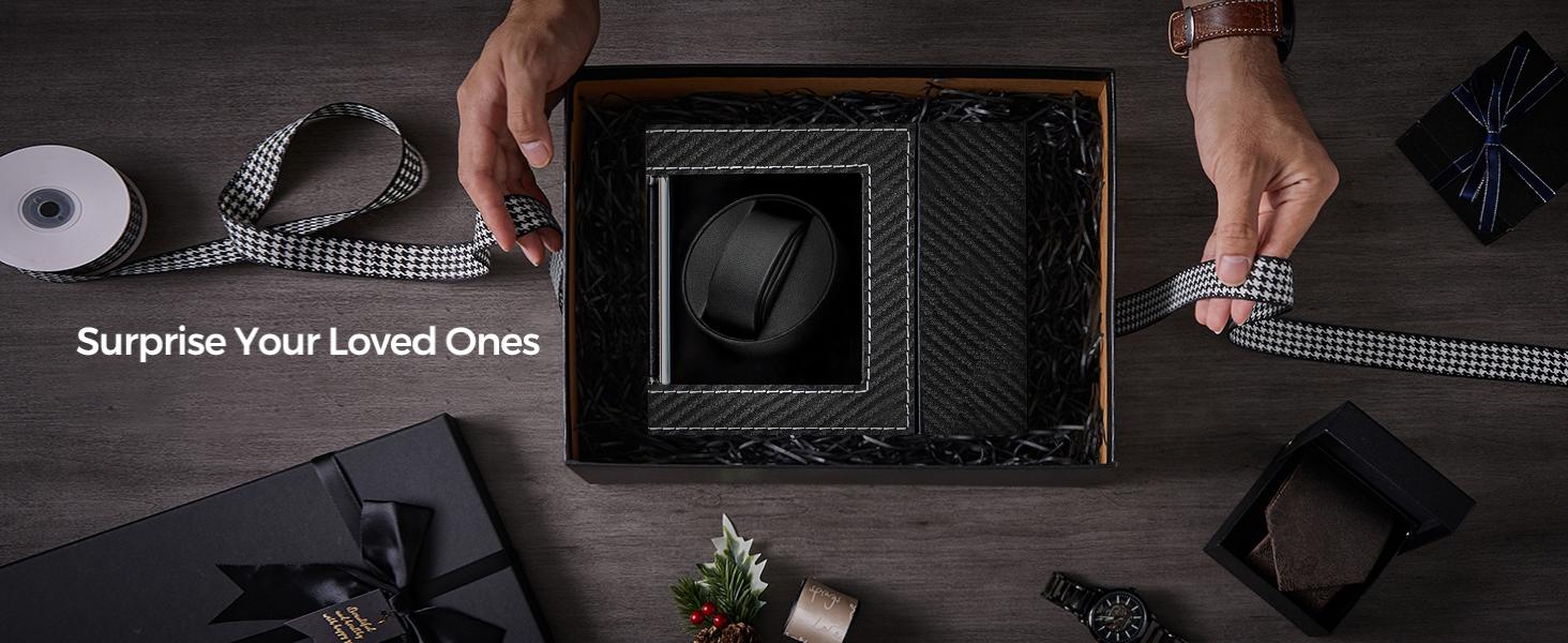 Watch Winder for Automatic Watches: Automatic Single Watch Winder Box with Japanese Quiet Motor, Rotating Watch Case in Black Carbon Fiber Leather, Gifts for Men & Collectors