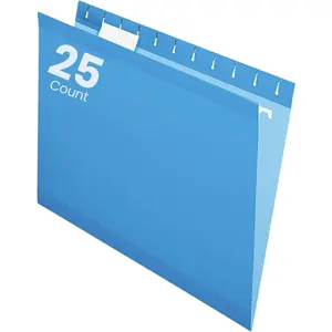 Reinforced Hanging File Folders, Letter Size, Blue, 1/5 Cut, 25/BX (4152 1/5 BLU)