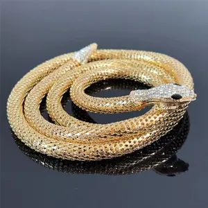 Metal Snake Bangle Set For Women Fashion Jewelry Spring Chain Necklace Punk New Style Glass Stones Trendy Accessories Gift MQ292