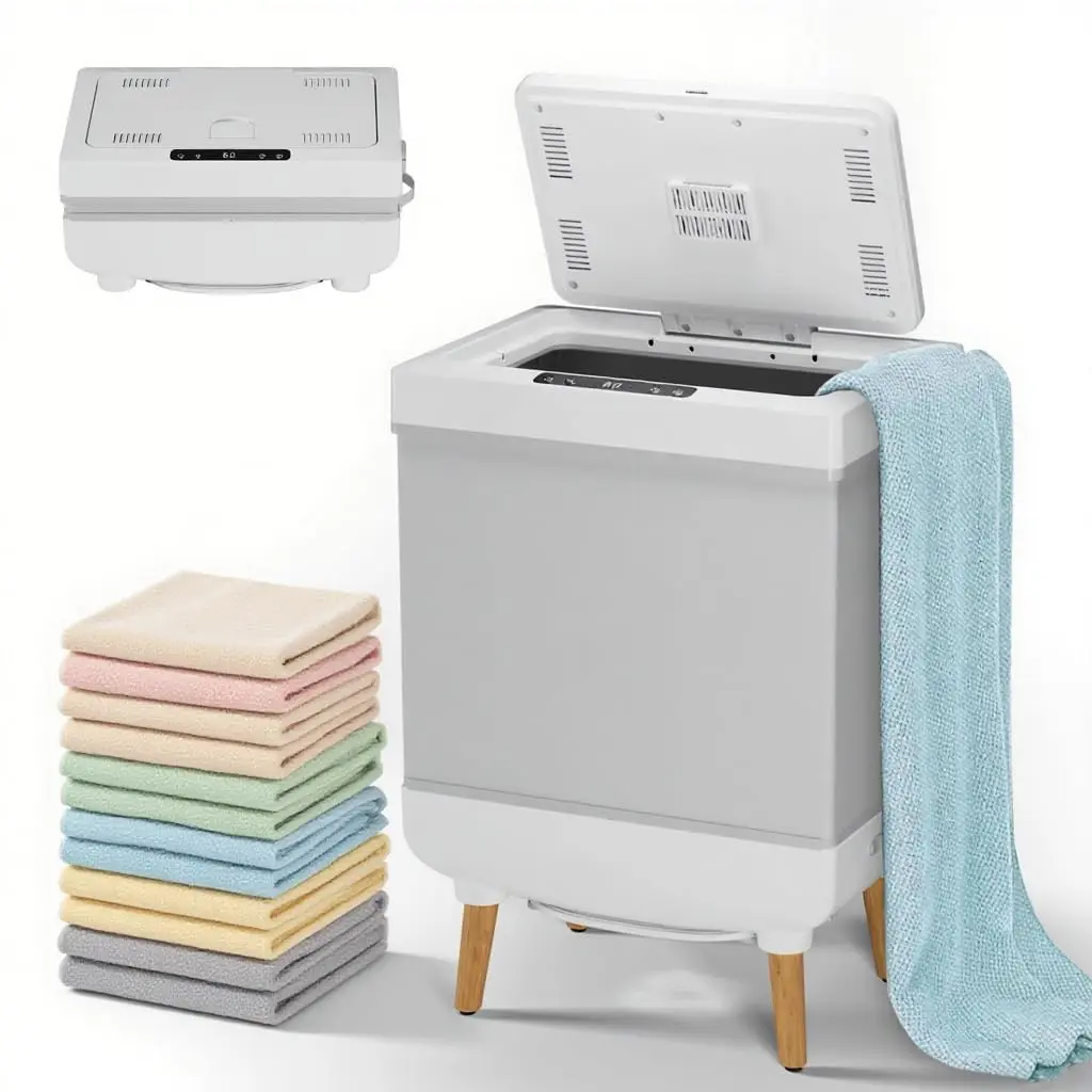 GARVEE Garvee 35L Collapsible Electric Towel Warmer Bucket - Dual Heating & Drying Modes, LED Display, Timer, Auto Shut-Off - Portable for Bathroom, Spa, Travel, Home - High Temperature Silver Paste Cloth, Support Feet