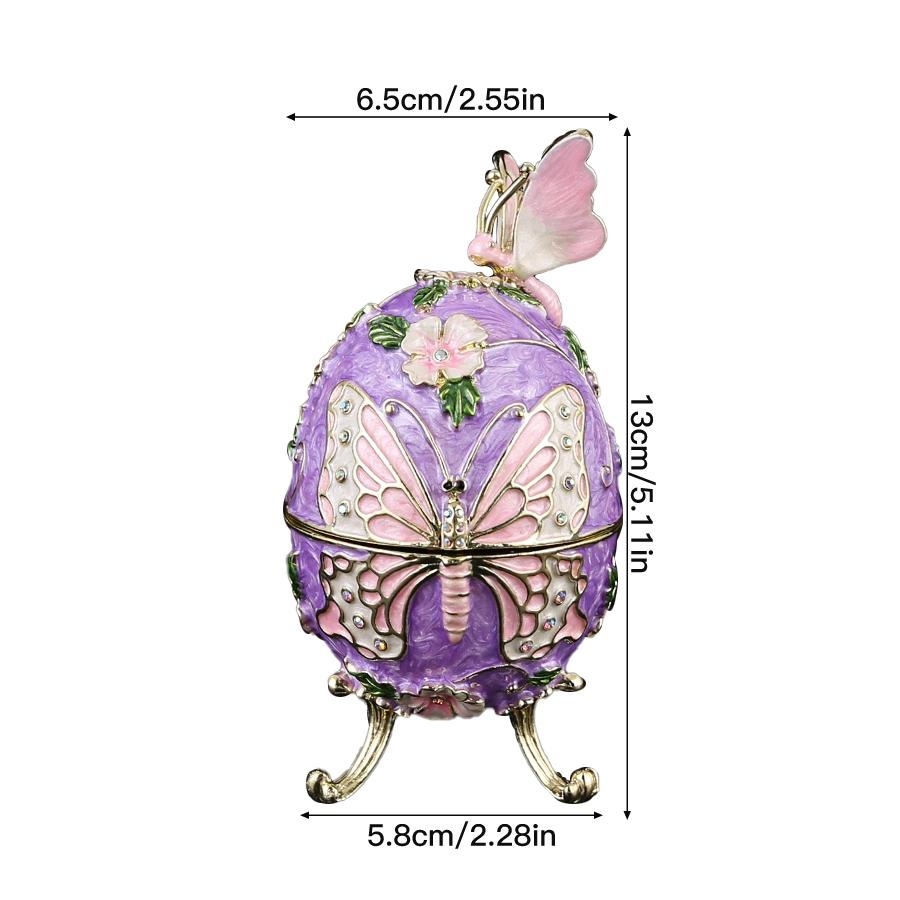 Charming Egg-Shaped Butterfly Jewelry Box, Elegant Metal Treasure Chest, Ideal for Souvenirs and Decor, Perfect Holiday Gift
