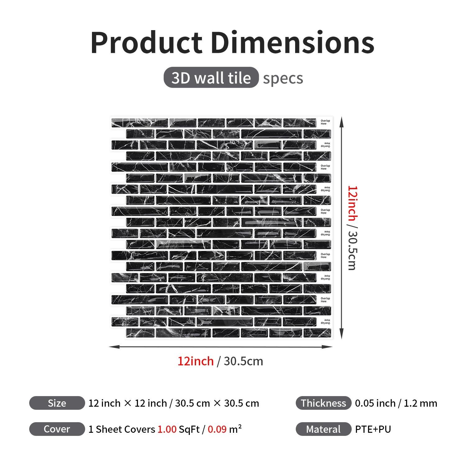 6/10pcs PVC Glazed Tiles, 3D Mosaic Stickers, Kitchen Stickers, Bathroom Waterproof Wall Stickers, Wall Renovation Color Change Wallpaper, Walecorative Stickers, Gift, Home Decor