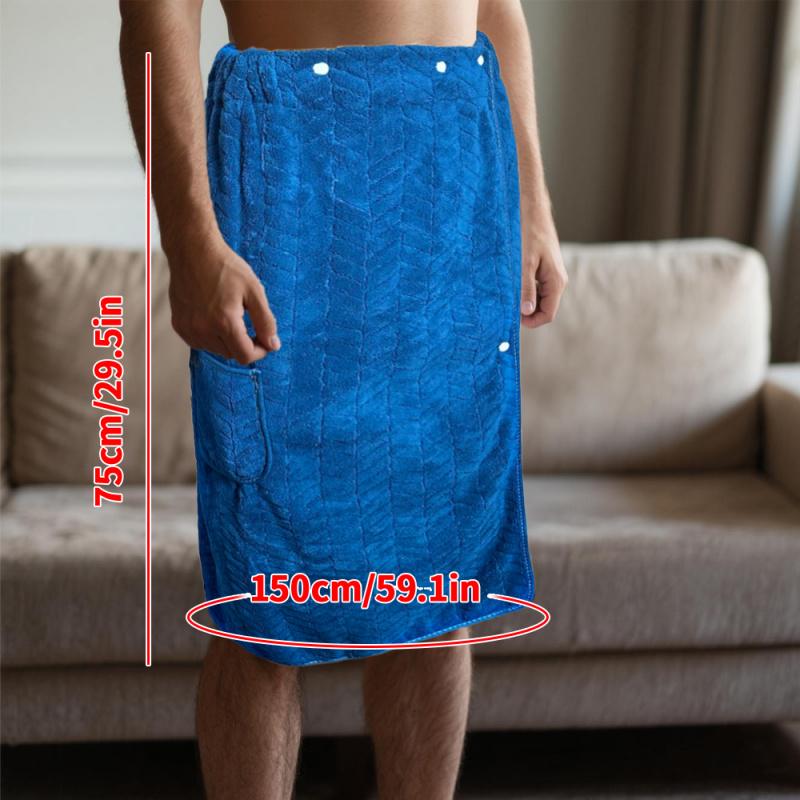 1pc Large size Men's Bath Skirt - Quick-Dry Spa Wrap, Soft Coral Fleece Showerrobe, Super Absorbent Towel, bathroom towel, Highly Absorbent Ideal Gift for Men, Gym Apparel, Beachwear, Christmas Halloween