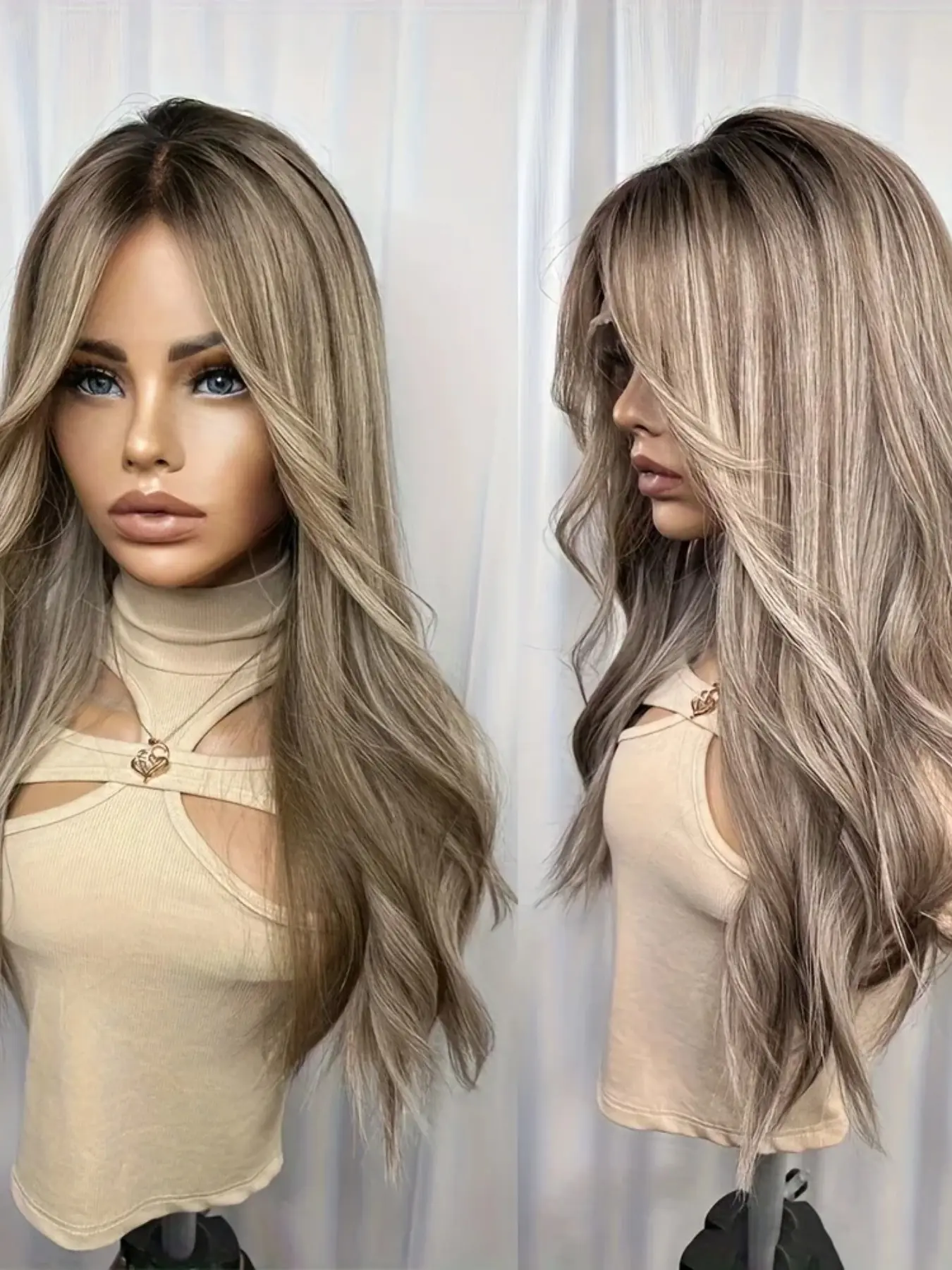 14 Inch Gradient Glitter Soft Wave Wig, Pre-Trimmed Lace Front, 13x4, 150 Density, High-Quality Human Hair Textured, Daily Wear, Front Wavy Wig