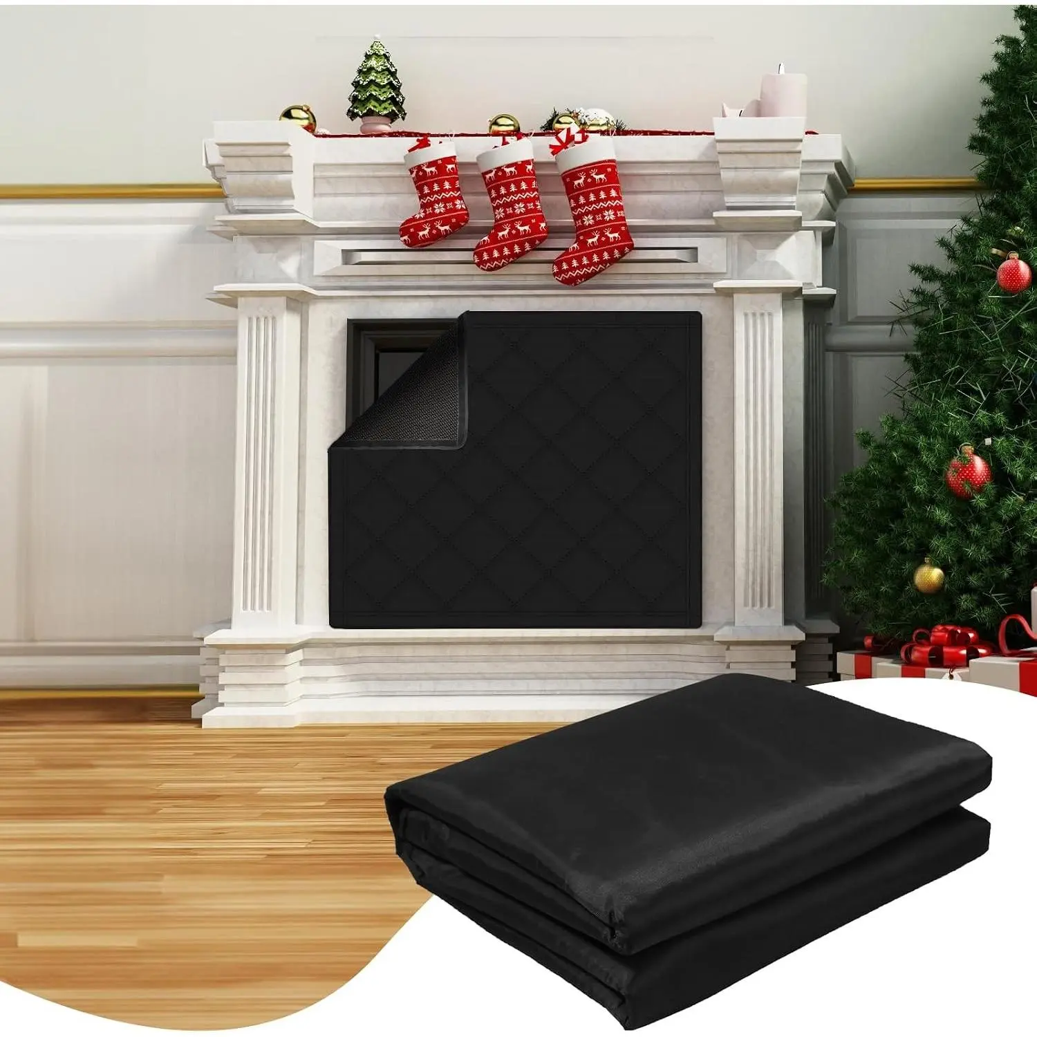 Magnetic Fireplace Draft Cover 33" W x 29" H, Blocker Blanket for Insulation