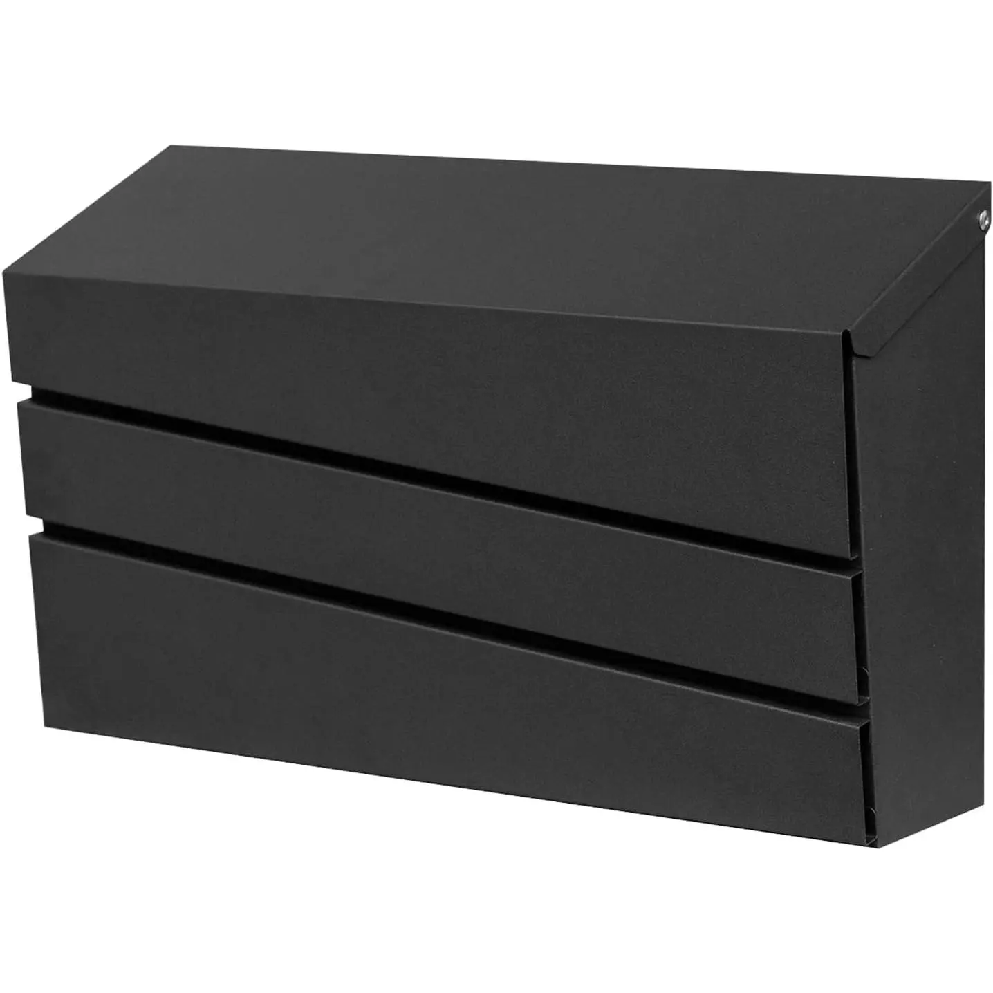 Wall-Mount Mailbox Matte Black | No Lock Rust-Resistant Large Capacity Mailbox, Modern Drop Mailboxes for Outside, Pre-Drilled Easy Install