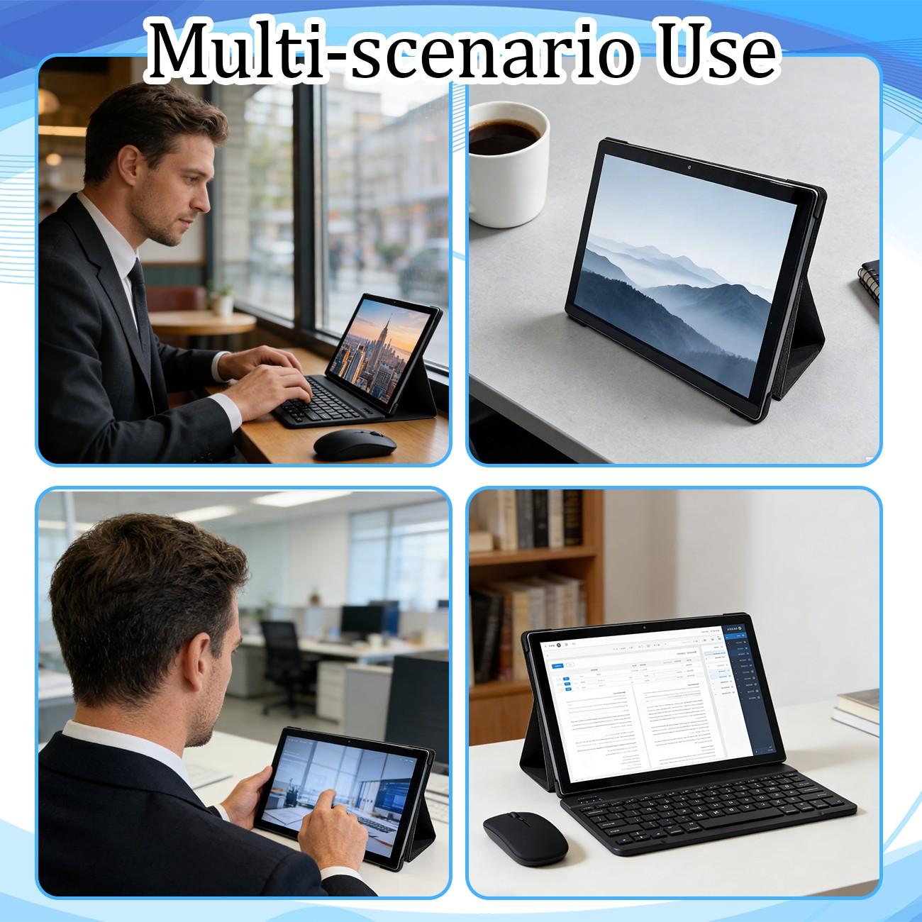 10.1-inch tablet, 9-in-1, Android 12, Android Tablet Pc, expandable 1TB, supports 5G wireless network, smooth internet access, for business and home use, supports high-definition TV watching, anti fall, no adapter, Android Wifi Tablet