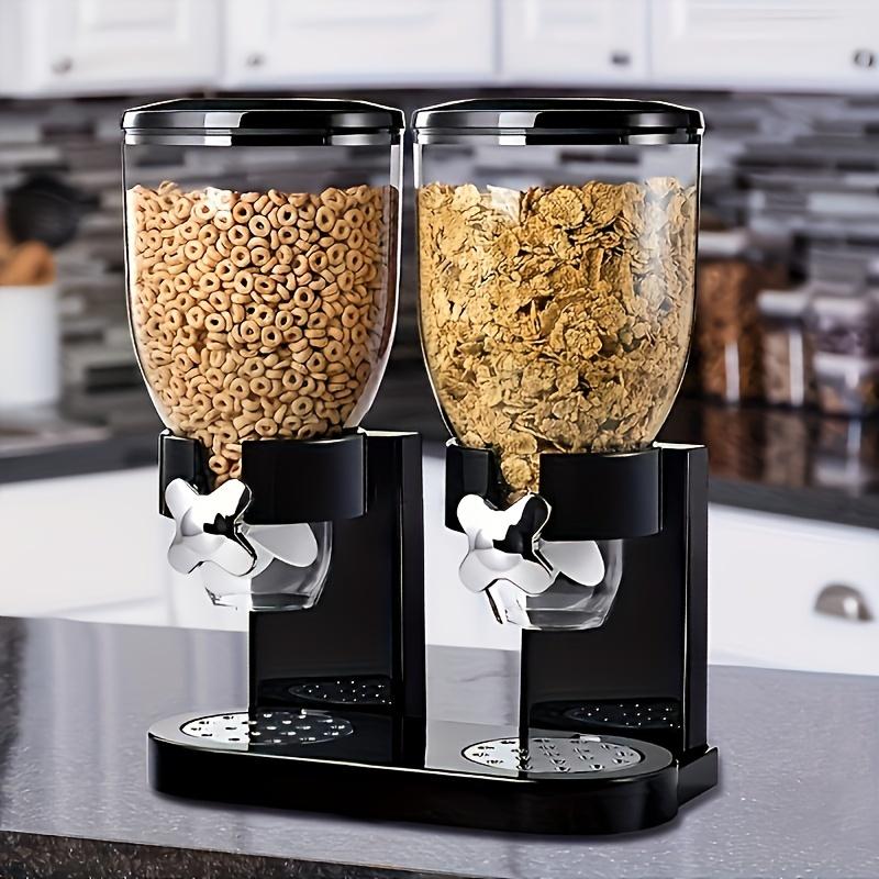Dual-control dry food dispenser, leak-proof design, large capacity for storing grains, oats, rice, and nuts