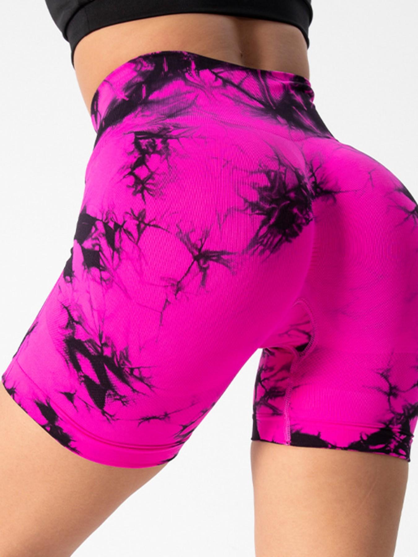 Women's High Waist Tie Dye Yoga Shorts, Elastic High Waist Butt Lifting Sport Pants, Seamless Slim Fit for Yoga and Running