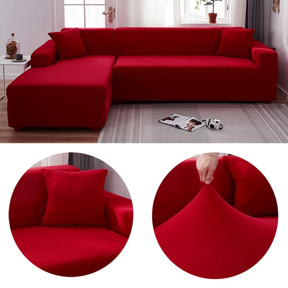 Stretch Sofa Slipcover - Solid L Shaped Couch Cover, Elastic Furniture Protection Covers for 1/2/3 Seater Living Room Couch & Relax Chair, Furniture Slipcovers