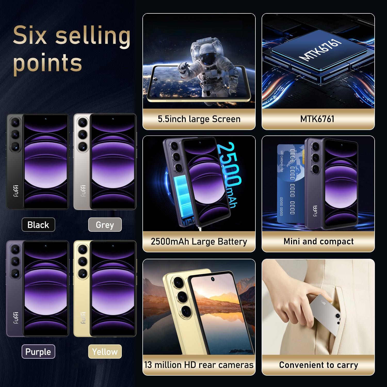 Fuffi Smart Unlock Phone Android Smartphone 5.5 Inch 4+32GB/4+64GB Memory 5+13mp Camera 4g Network Dual Sim 2500mah Battery Android GPS