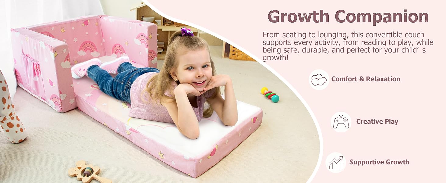 Kids Couch, 2-in-1 Toddler Sofa Fold Out, Soft Toddler Chair for Boys and Girls, Convertible Sofa to Lounger- Ideal for Napping, Reading, and Playing Kids Couch, 2-in-1 Toddler Sofa Fold Out, Soft Toddler Chair for Boys and Girls, Convertible Sofa to Lounger- Ideal for Napping, Reading, and Playing