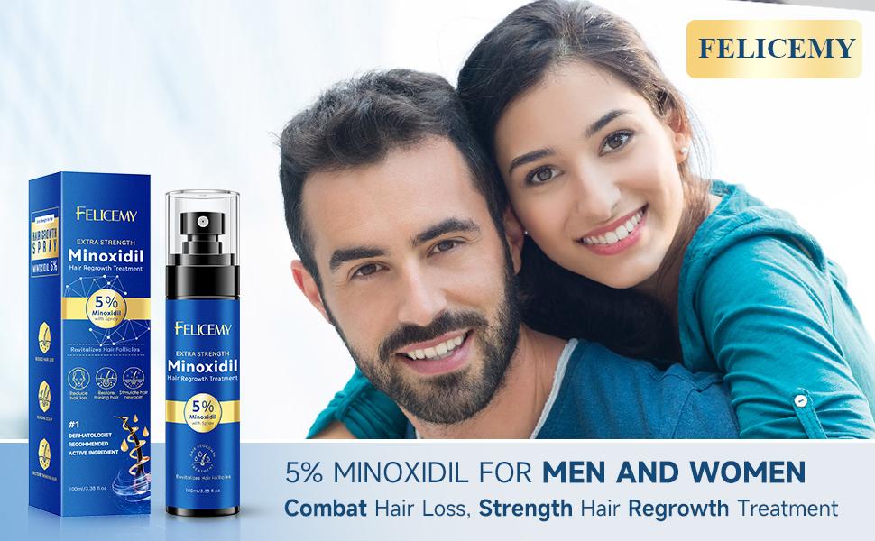 5% Extra Strength Minoxidil Spray for Hair & Beard Growth | Clinically Proven DHT Blocker Formula | Fast Results for Men & Women (3.4 fl.oz)
