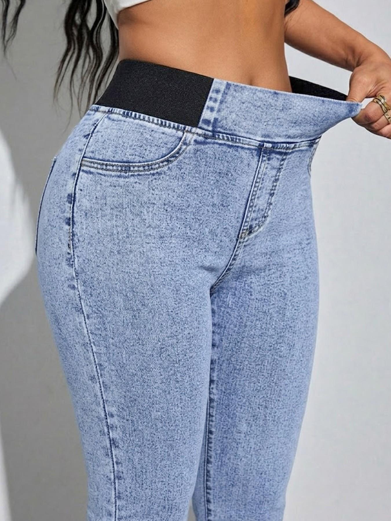 GILIPUR Women's Slim-Fit Solid Color Mid-Rise Stretch Denim Capri Pants, Elastic Waistband Skinny Jeans, Casual Comfortable Pull-On Summer Trousers for Outdoor & Daily Wear GILIPUR Women's Slim-Fit Solid Color Mid-Rise Stretch Denim Capri Pants, Elastic Waistband Skinny Jeans, Casual Comfortable Pull-On Summer Trousers for Outdoor & Daily Wear