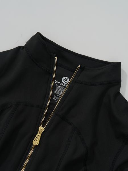 Women's Sporty Tracksuit Set (Gardenia Fragrance), Golden Zipper Jacket with Pockets & Yoga Pants, Thumbholes Design, Casual Wear for Women, Yoga Clothes Set