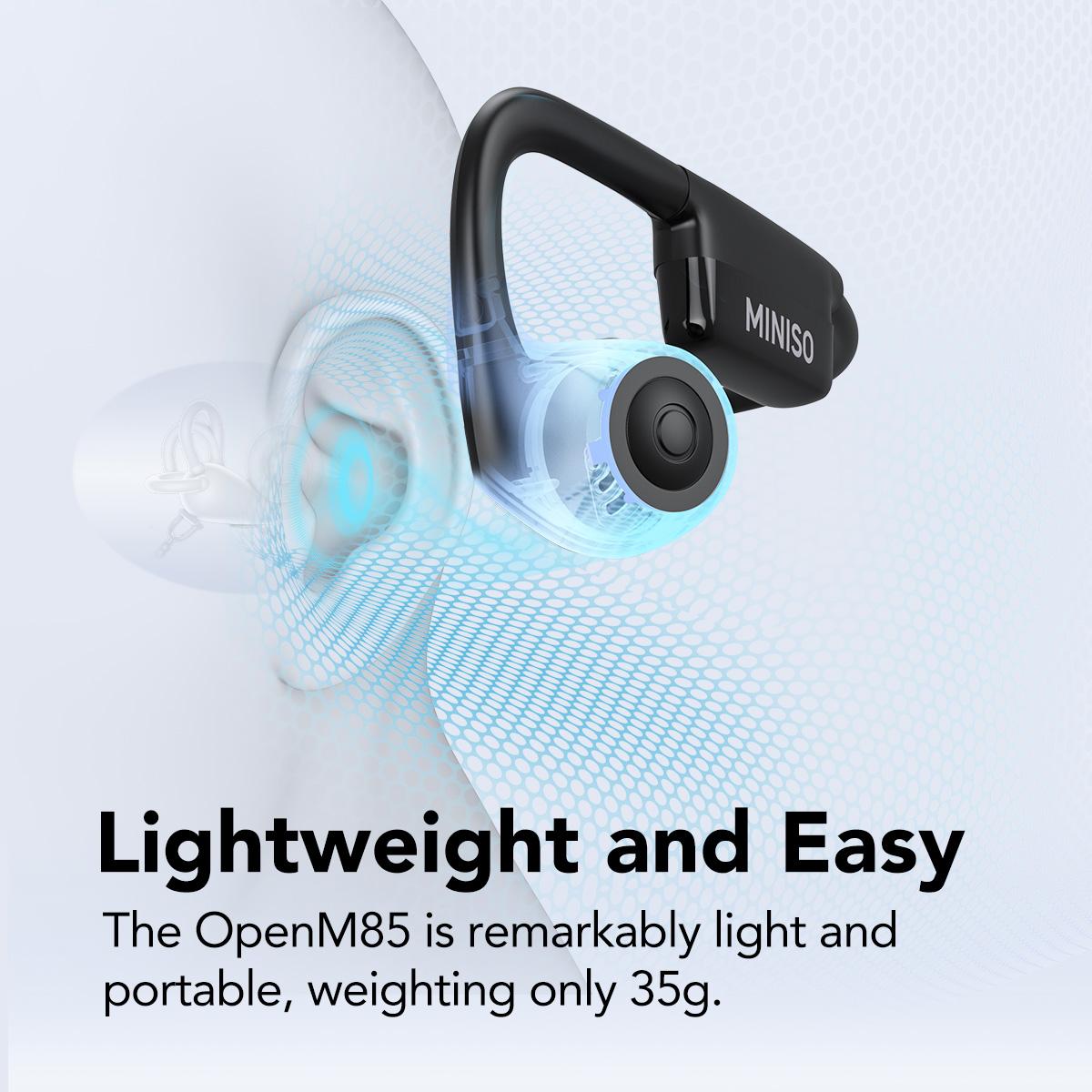 MINISO Open Ear Air Conduction Headphones Music Earphones Wireless Bluetoeth 5.4 Headset with Long Playtime Built-in ENC Mic Hi-Fi Sound Lightweight Earbuds for Home Commute Office Call Center Meeting Use
