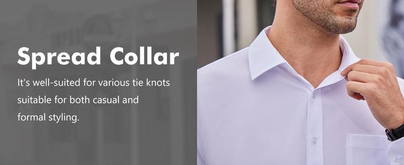 3-Pack Alimens&Gentle Mens  Dress Shirts 4-way Streth Long Sleeve Collared Solid Wedding Dating Button Down Shirts formal shirt