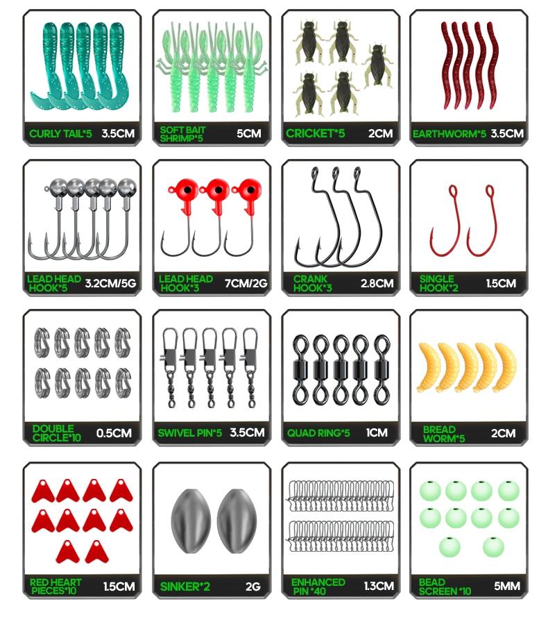18/43/165/361/604pcs Fishing Lures Kit Soft Lure And Hard Baits Set Metal Jig Sea Fishing Accessories  Artificial Wobblers Fishing Gear Set