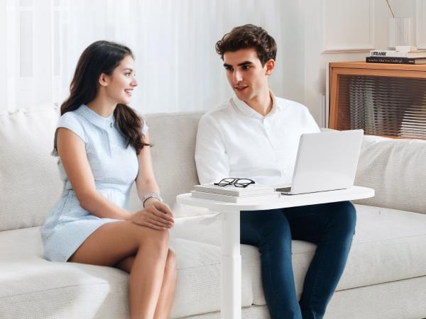 【TikTokShopBlackFriday】FLEXISPOT H8 Pneumatic Standing Desk – Height Adjustable Laptop Desk with Wheels, Small Mobile Sit Stand Table for Home Office, Bedside or Sofa Use