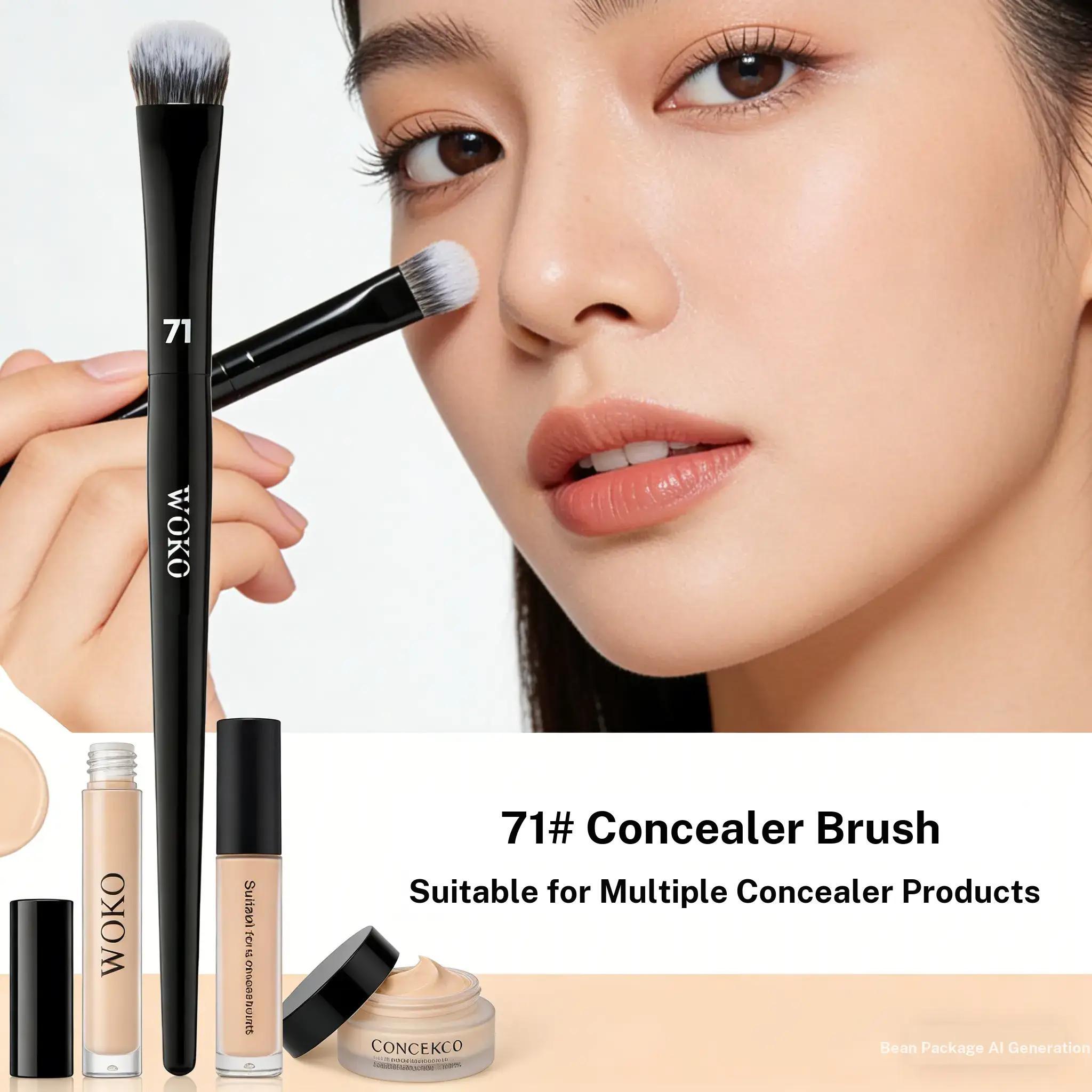 Pro71 Angled Concealer Brush, Buildable Coverage, Professional Concealer Blending, Liquid Cream Makeup Tool, Ideal for Precision Application