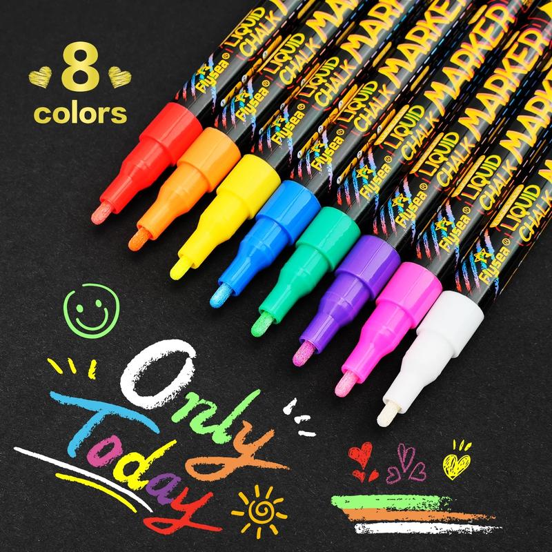 Liquid Chalk Marker, 8 Colors Luminous Pen, Led Pen, Fluorescent Luminous Pen, Advertising Pen, DIY Craft Pens, School Supplies, Coloring Markers