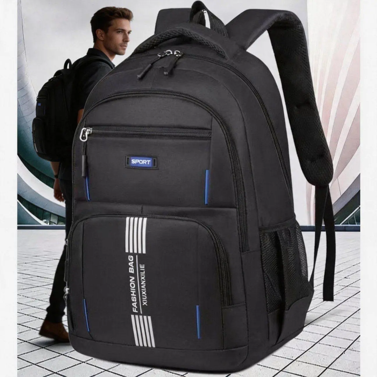JSERYISGN 25L Travel Backpack for Weekend Trips - Lightweight Spacious Oxford Cloth Bag with Padded Shoulder Straps